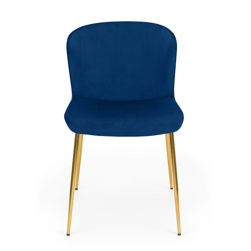 Blue chair with gold legs on a white background