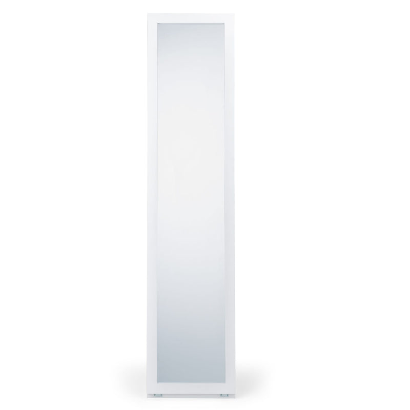 Rectangular mirror with white frame on a white background