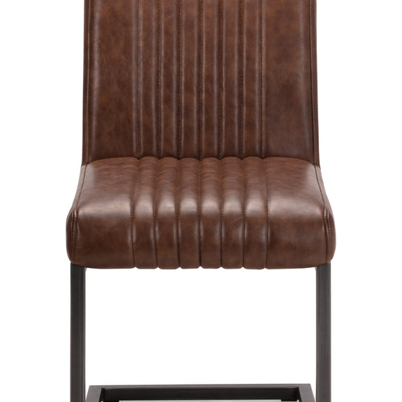 Brown leather chair with a white background