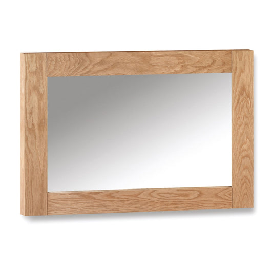 Wooden-framed mirror on a white background
