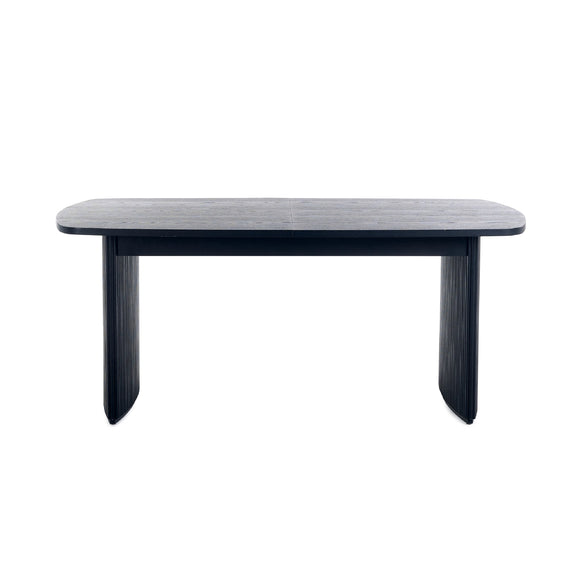 Black rectangular table on a white background