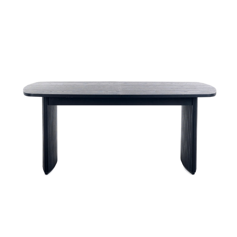 Black rectangular table on a white background