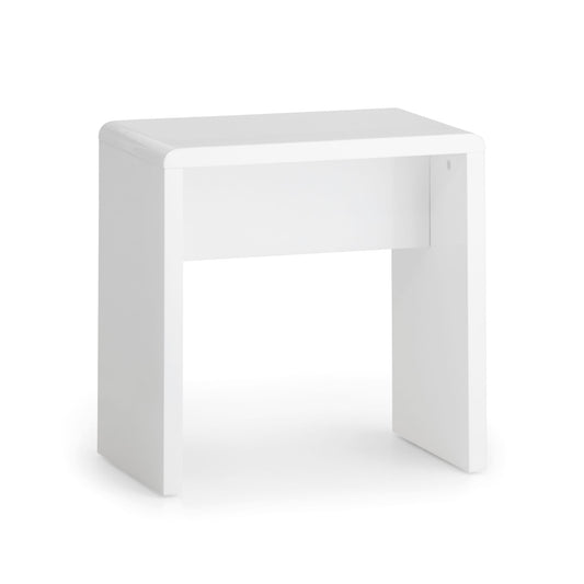 White cube-shaped table on a white background