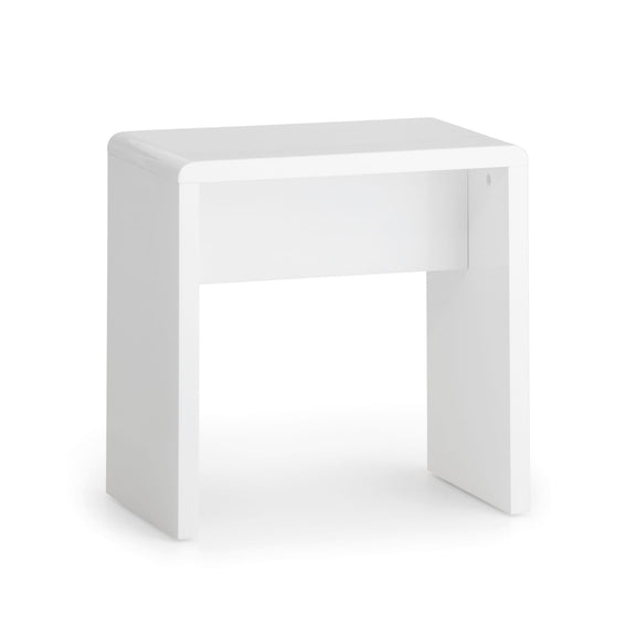 White cube-shaped table on a white background