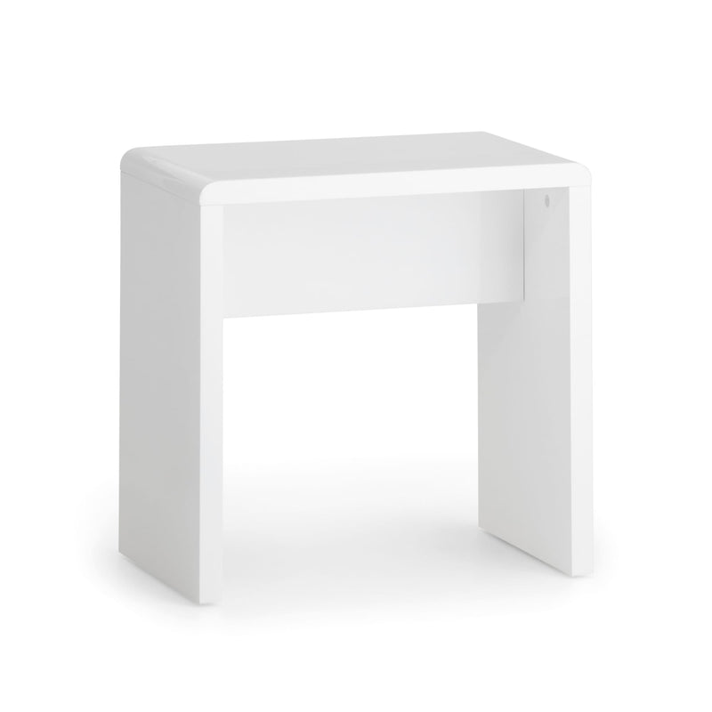 White cube-shaped table on a white background