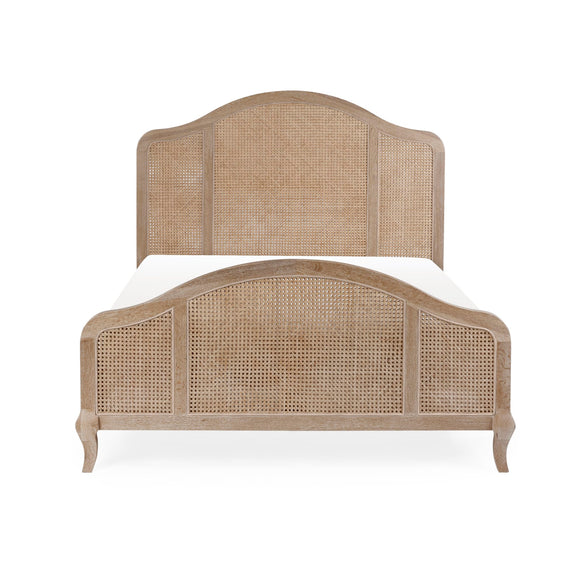Wicker bed frame on a white background