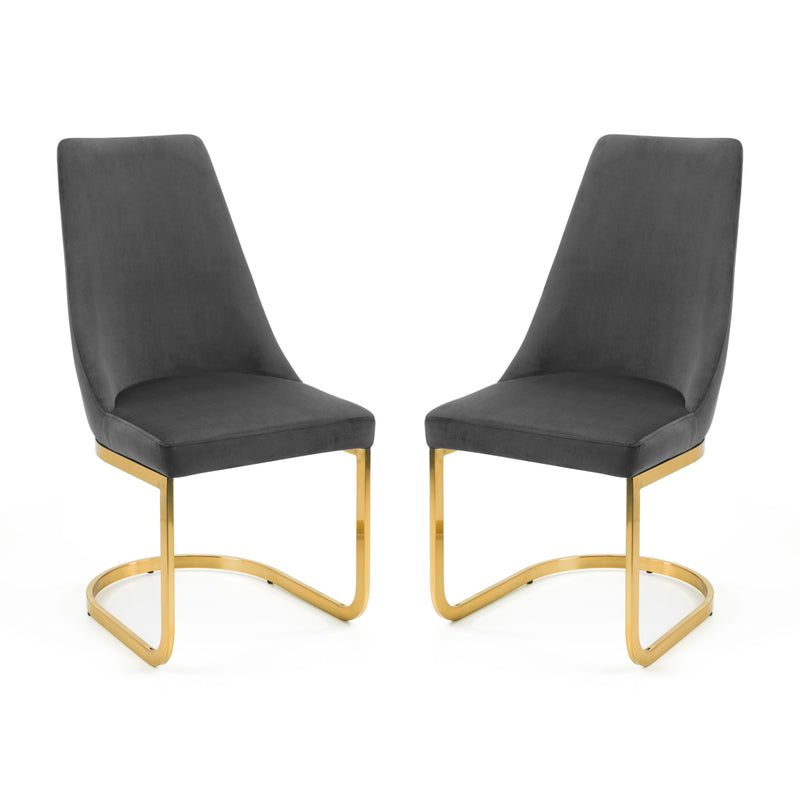 Two black chairs with gold frames on a white background