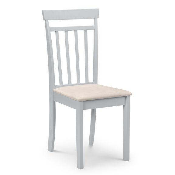 Gray chair with a beige cushion on a white background