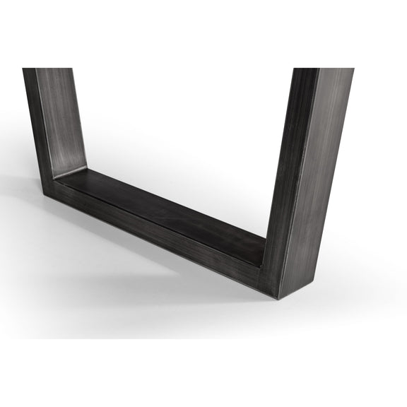 Black metal shelf on a white background