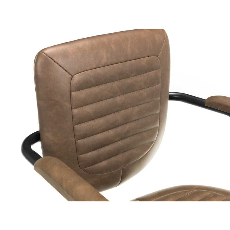 Brown leather office chair with quilted design on a white background