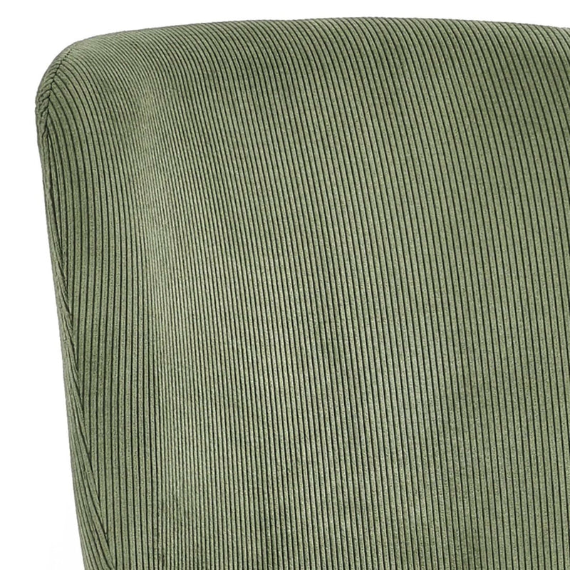 Close-up of a green textured chair backrest on a white background