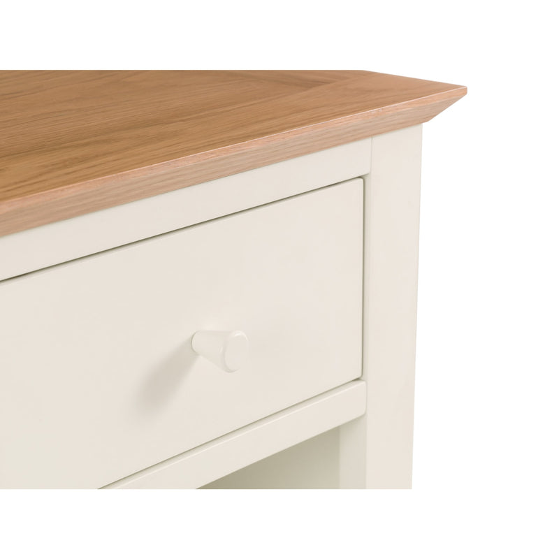 Wooden desk with a white base on a white background