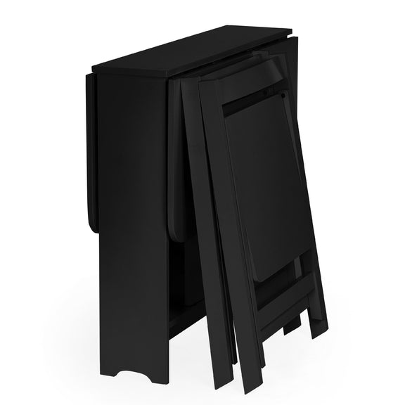 Black folding table on a white background