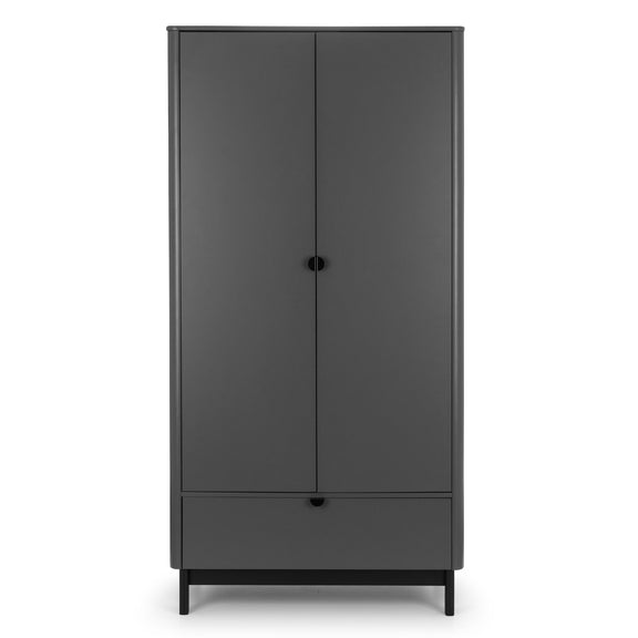Black wardrobe with two doors on a white background