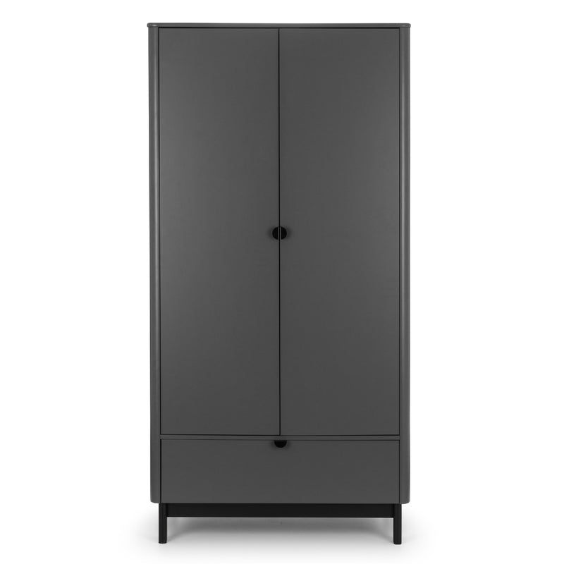 Black wardrobe with two doors on a white background