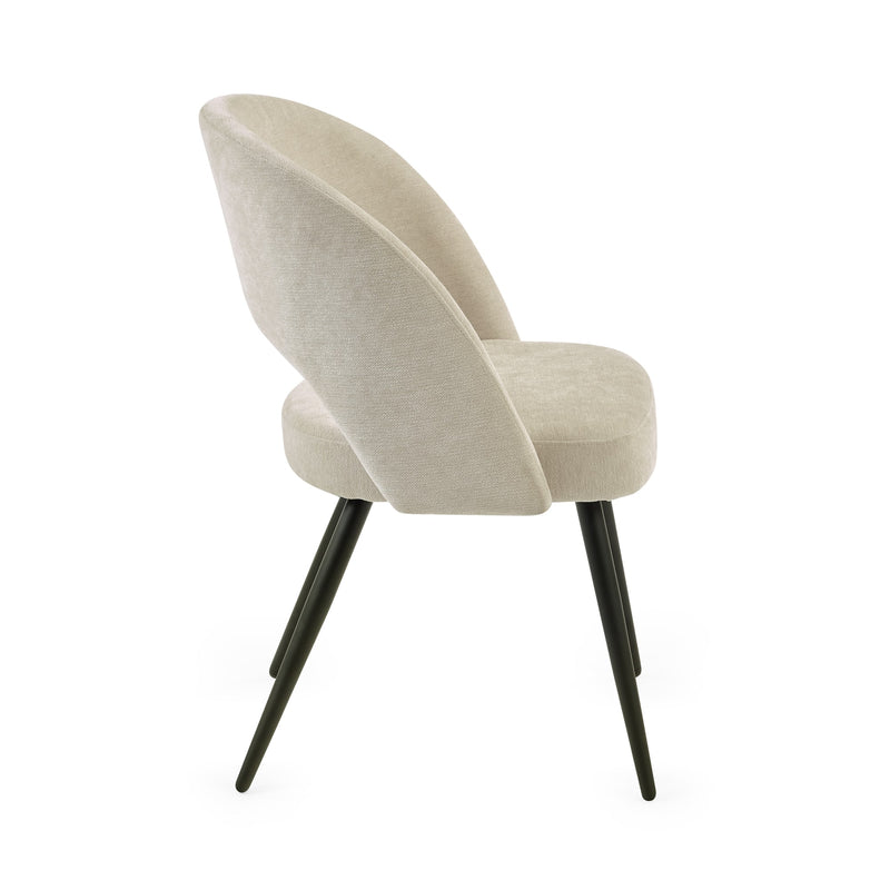 Beige chair with black legs on a white background