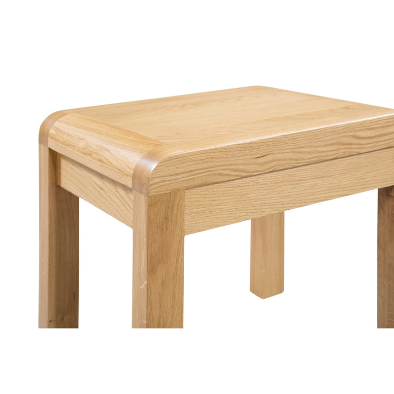Wooden side table on a white background