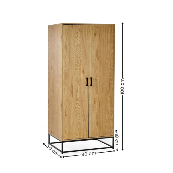Wooden cabinet with dimensions on a white background