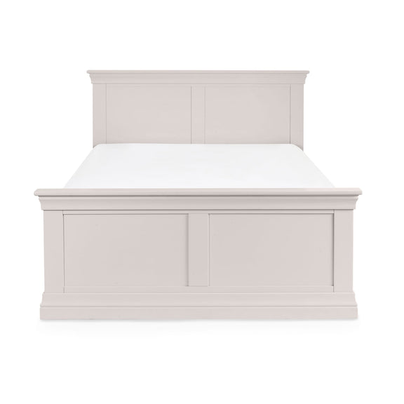 White wooden bed frame on a white background