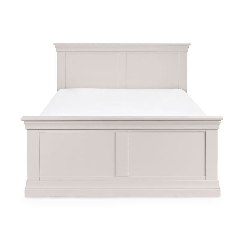 White wooden bed frame on a white background
