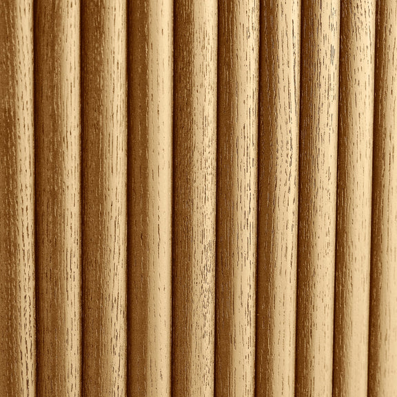Wooden panel with vertical slats in a striped pattern