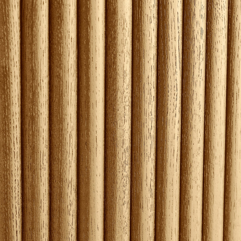 Wooden panel with vertical slats in a striped pattern