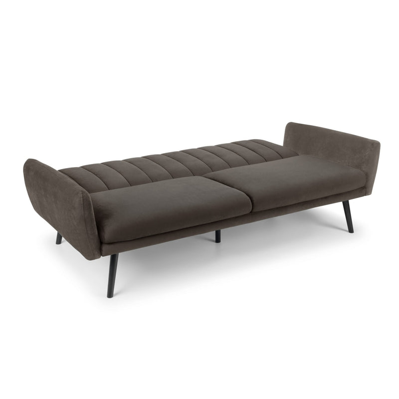 Brown sofa with black legs on a white background