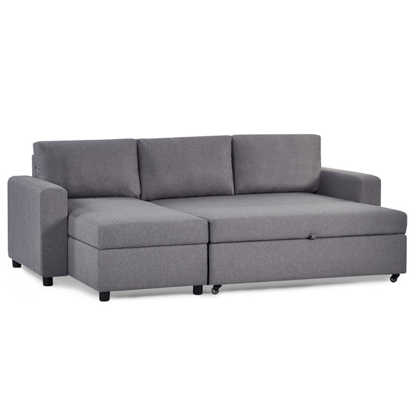 Gray sectional sofa on a white background