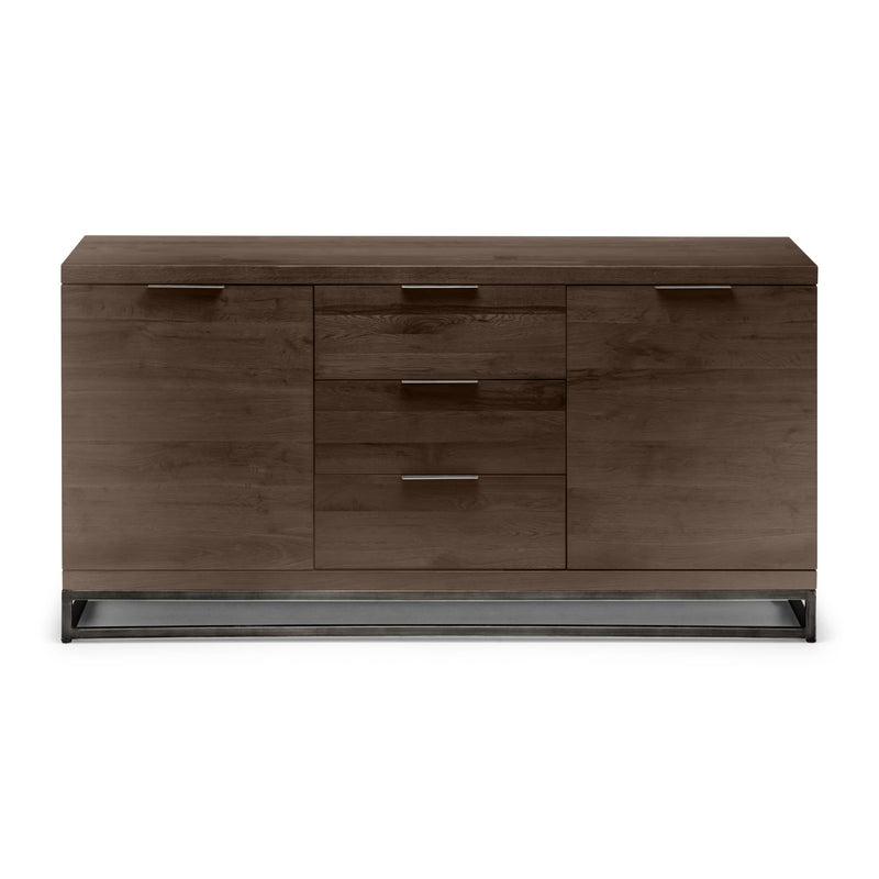 Wooden dresser with multiple drawers on a white background