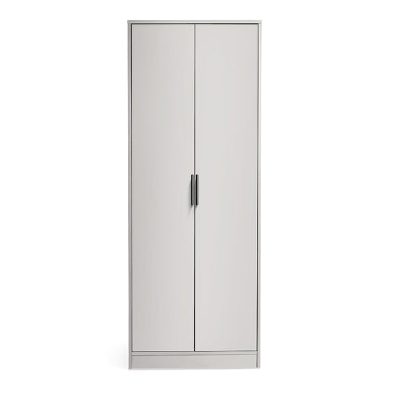 White wardrobe with two doors on a white background