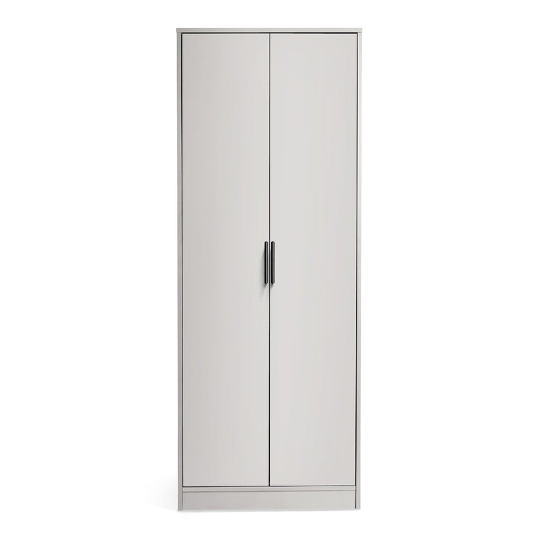 White wardrobe with two doors on a white background
