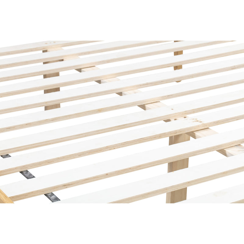 Wooden bed frame on a white background