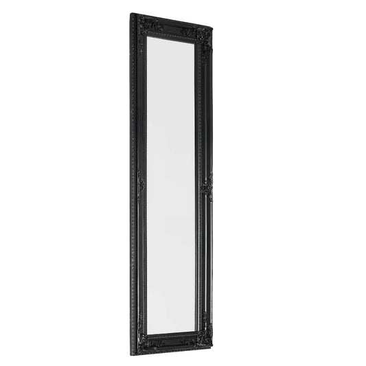 Black framed mirror on a white background