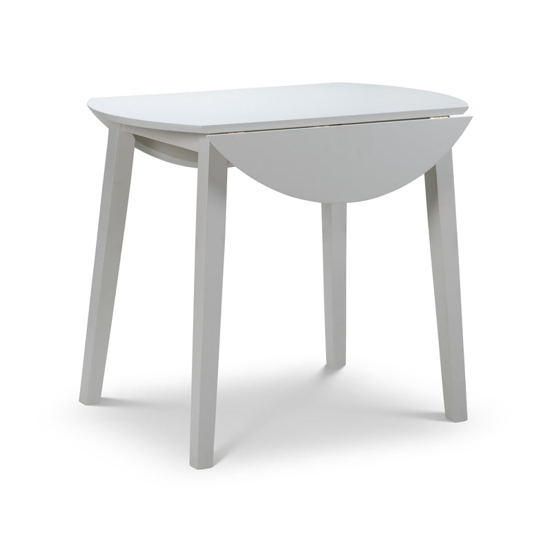 White round dining table on a white background