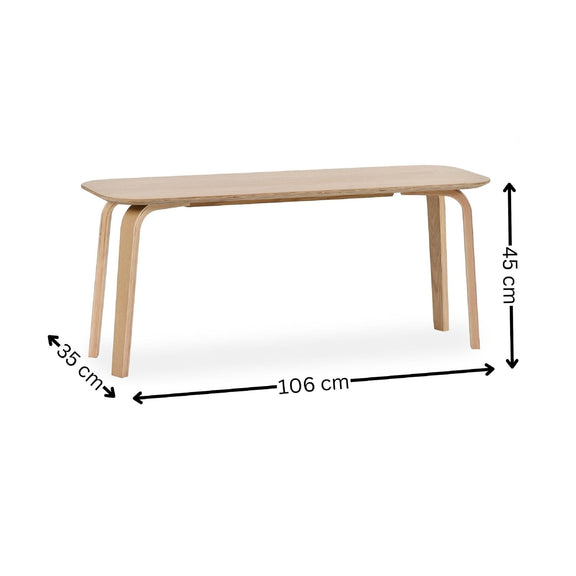 Wooden table with dimensions labeled on a white background