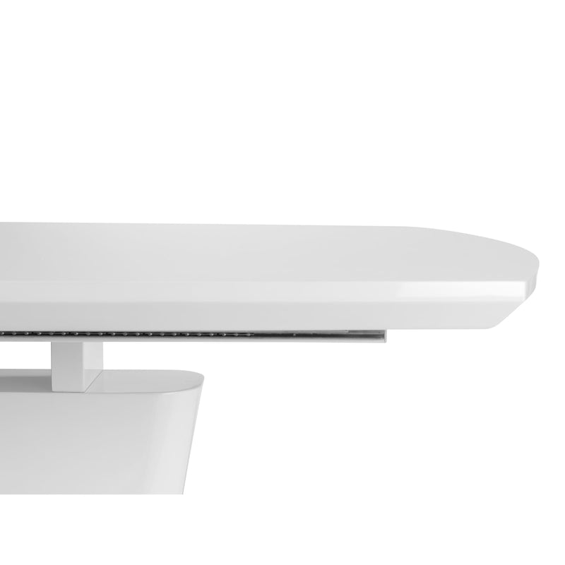 White oval table on a white background