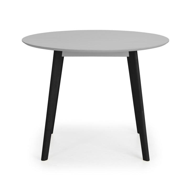 Round table with black legs on a white background