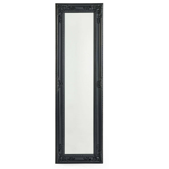 Black ornate mirror on a white background