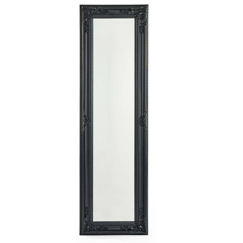 Black ornate mirror on a white background