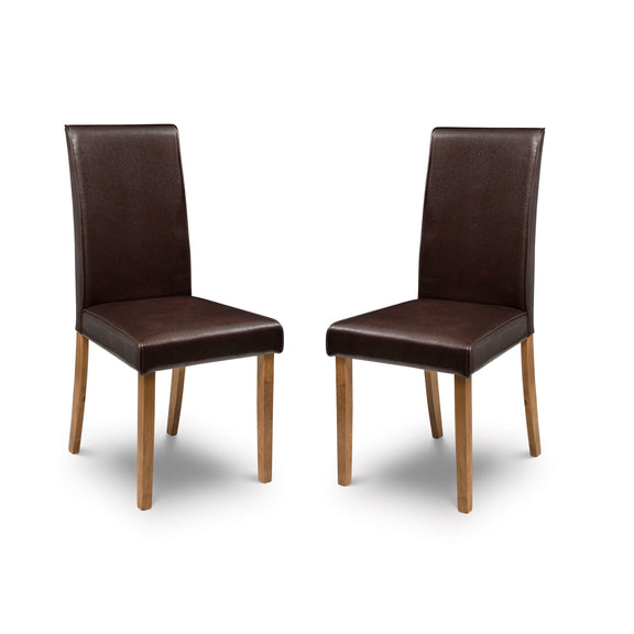 Two brown leather chairs on a white background