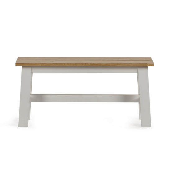 Wooden bench with white base on a white background
