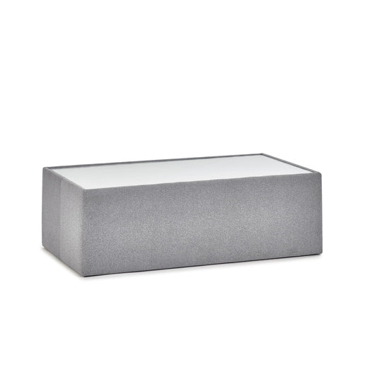 Rectangular gray planter box on a white background