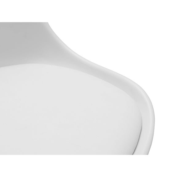 Close-up of a white chair seat on a white background