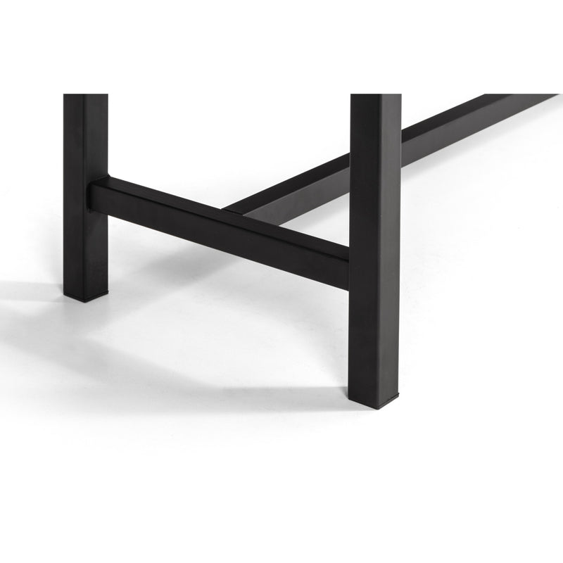 Black metal table base on a white background
