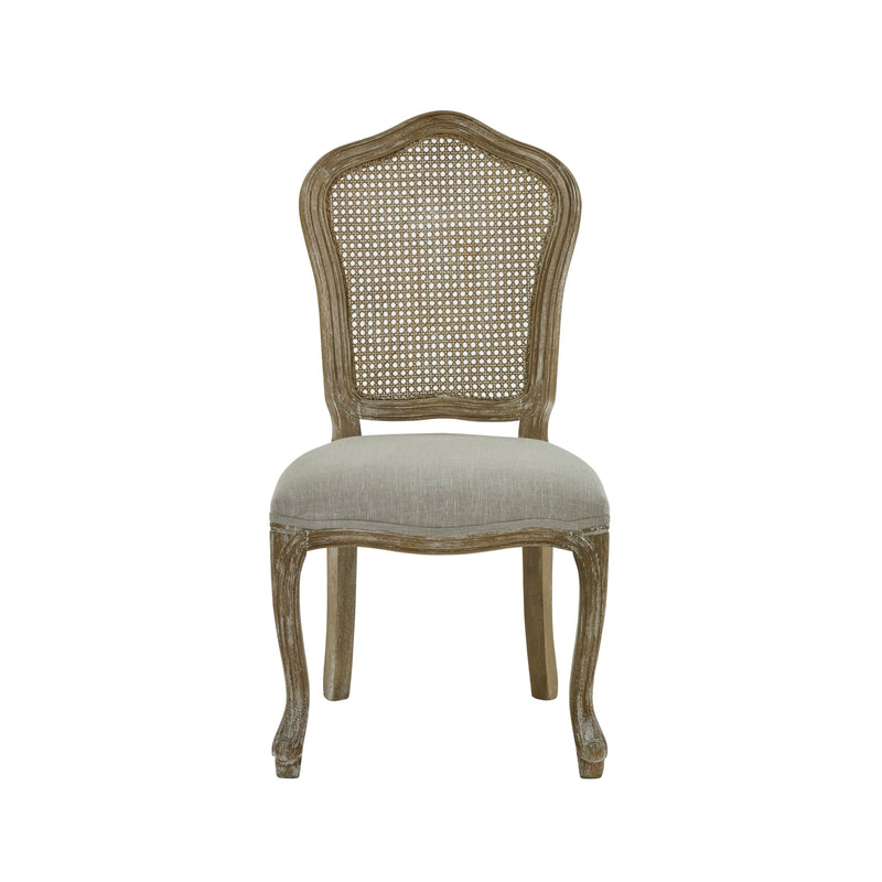 Chair with cane back and upholstered seat on a white background