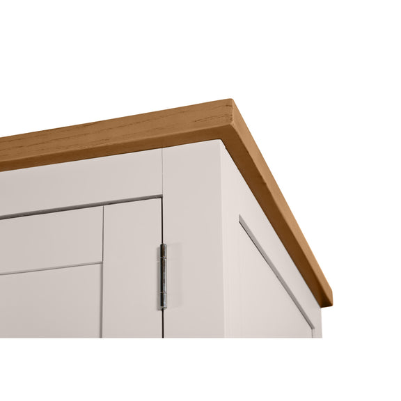 Cabinet with wooden top and white body on a white background