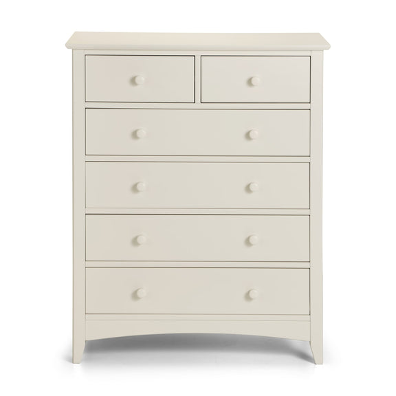 White dresser with multiple drawers on a white background