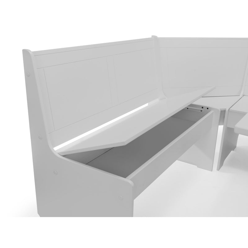 White wooden bed frame with headboard on a white background