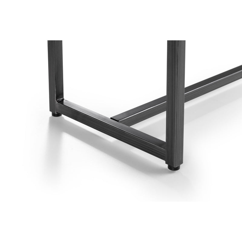 Black metal table frame on a white background