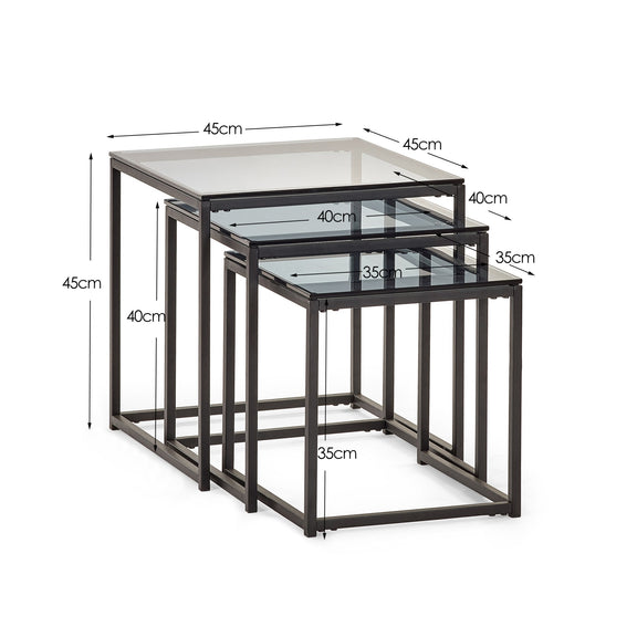 Set of two nesting tables with dimensions indicated